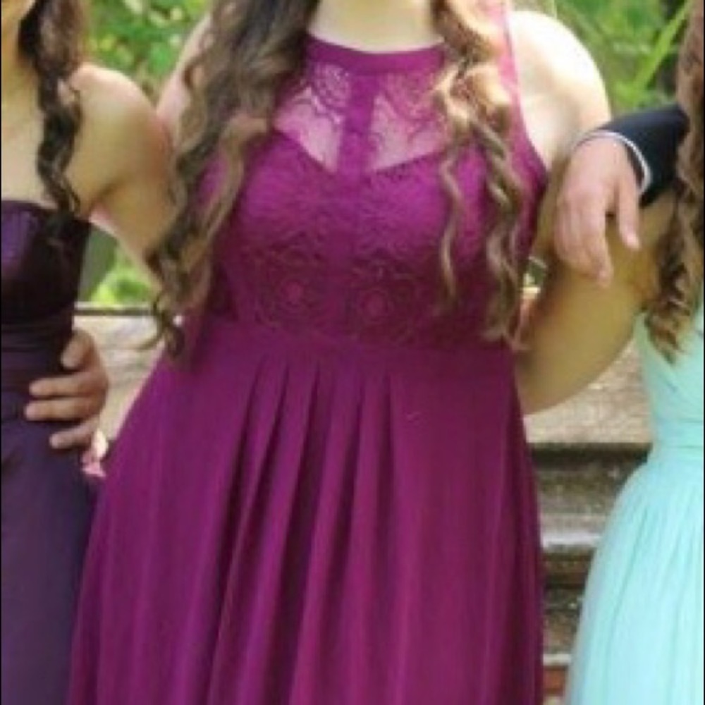 Floor-Length Wine-Purple Formal Dress